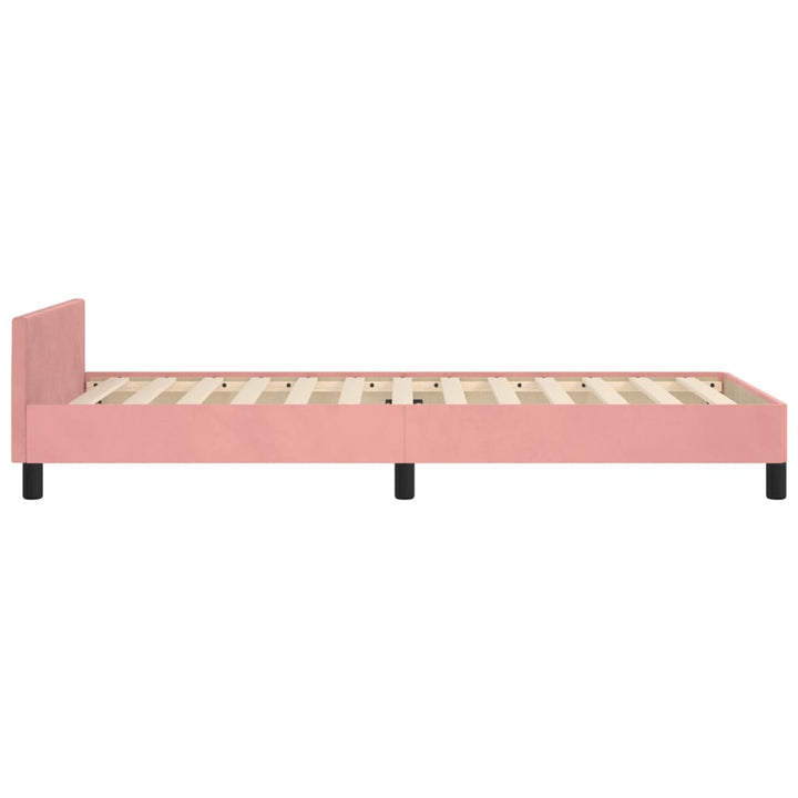 sengeramme med sengegavl 90x200 cm fløjl lyserød