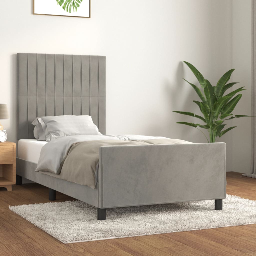 Sengeramme uden madras Lysegrå 100x200 cm Fløjl