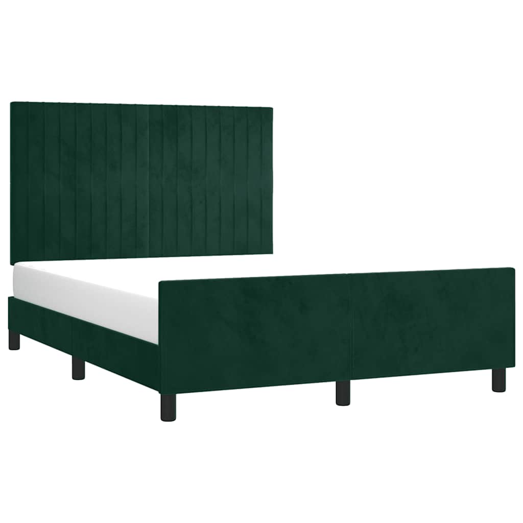 Sengeramme uden madras Mørkegrøn 140x190 cm Fløjl