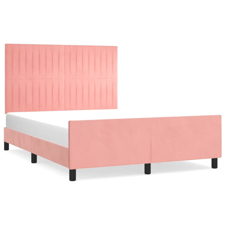 sengeramme med sengegavl 140x190 cm fløjl pink