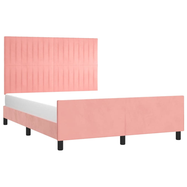 sengeramme med sengegavl 140x190 cm fløjl pink