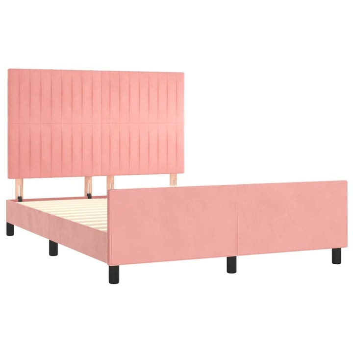 sengeramme med sengegavl 140x190 cm fløjl pink
