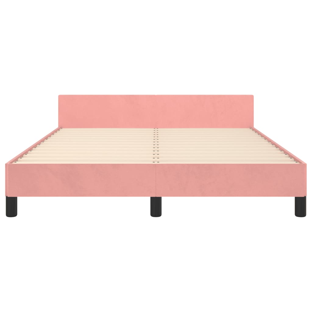 sengeramme med sengegavl 140x190 cm fløjl pink