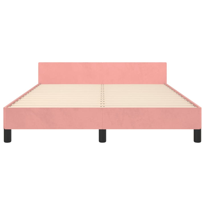 sengeramme med sengegavl 140x190 cm fløjl pink