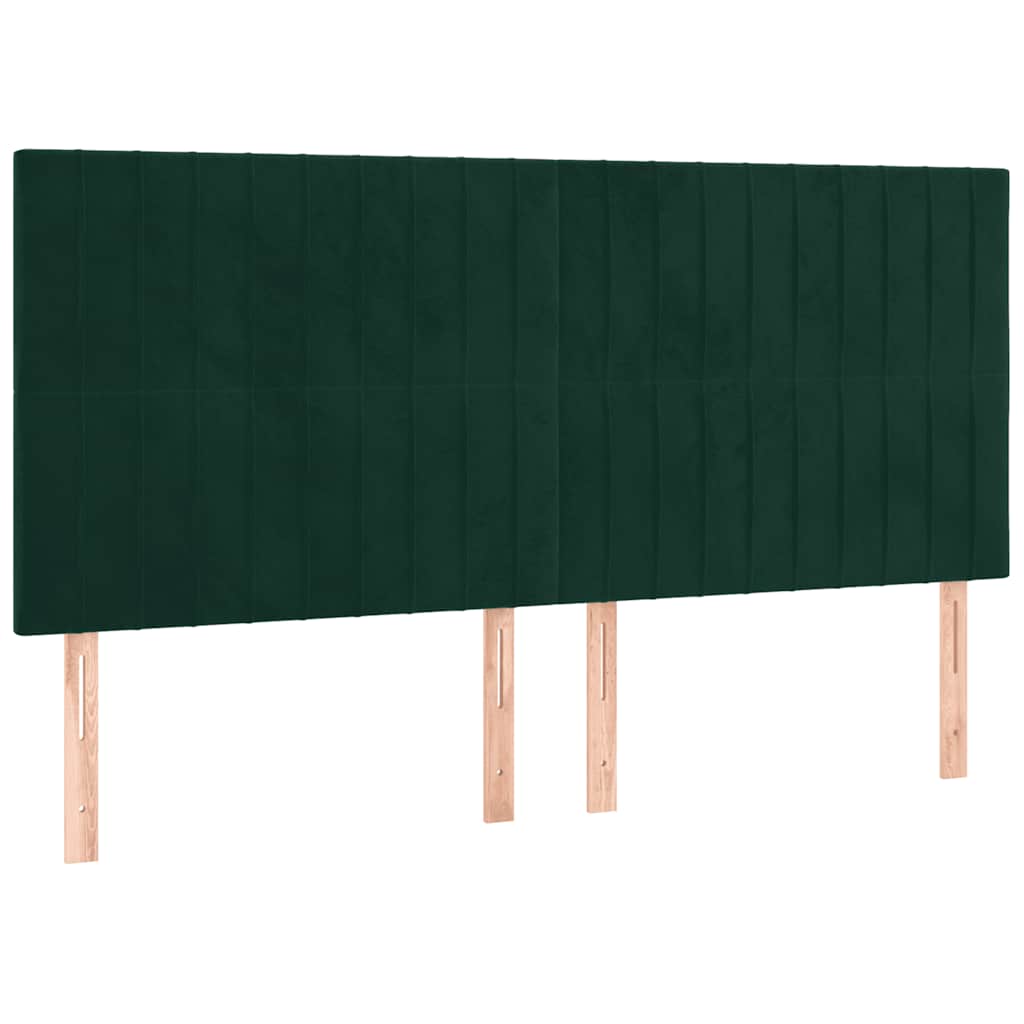 Sengeramme uden madras Mørkegrøn 160x200 cm Fløjl