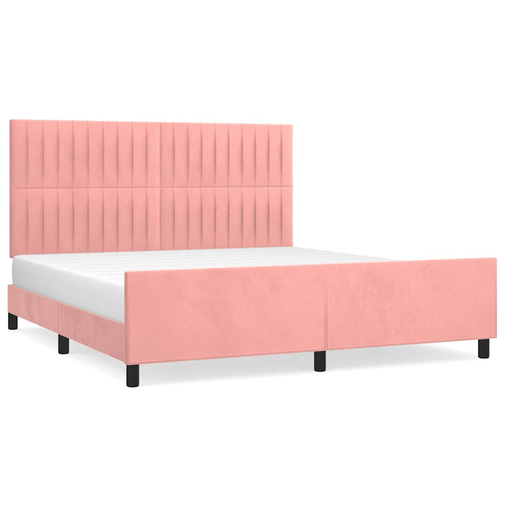 sengeramme med sengegavl 160x200 cm fløjl pink