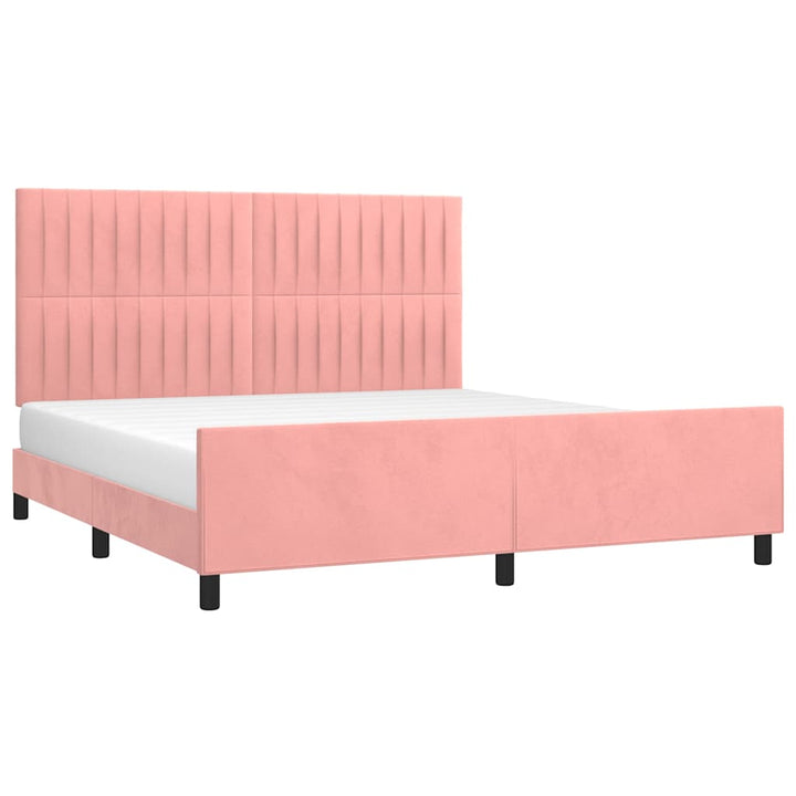 sengeramme med sengegavl 160x200 cm fløjl pink