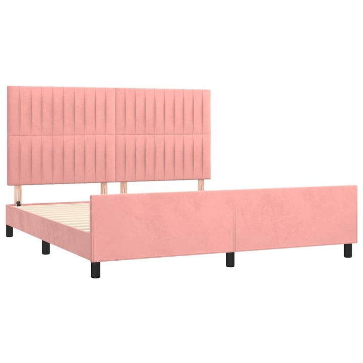 sengeramme med sengegavl 160x200 cm fløjl pink