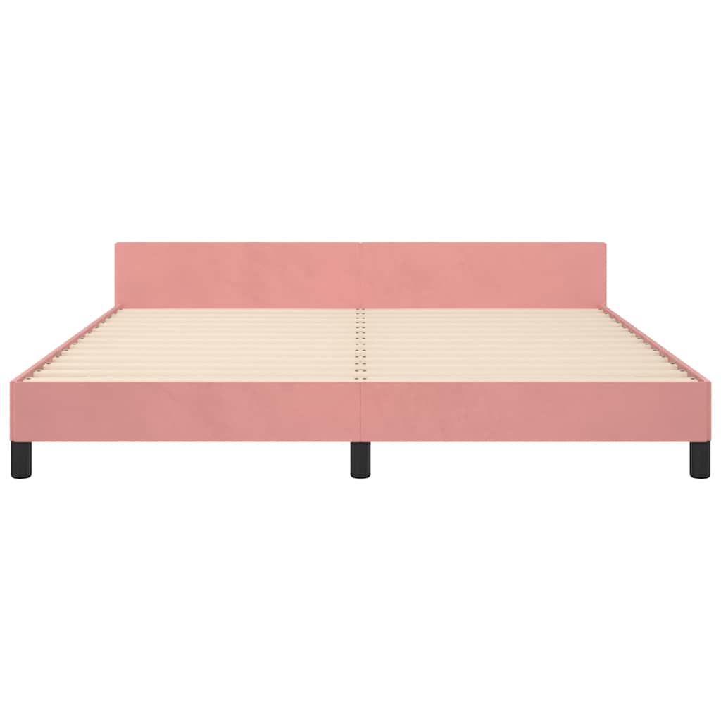 sengeramme med sengegavl 160x200 cm fløjl pink