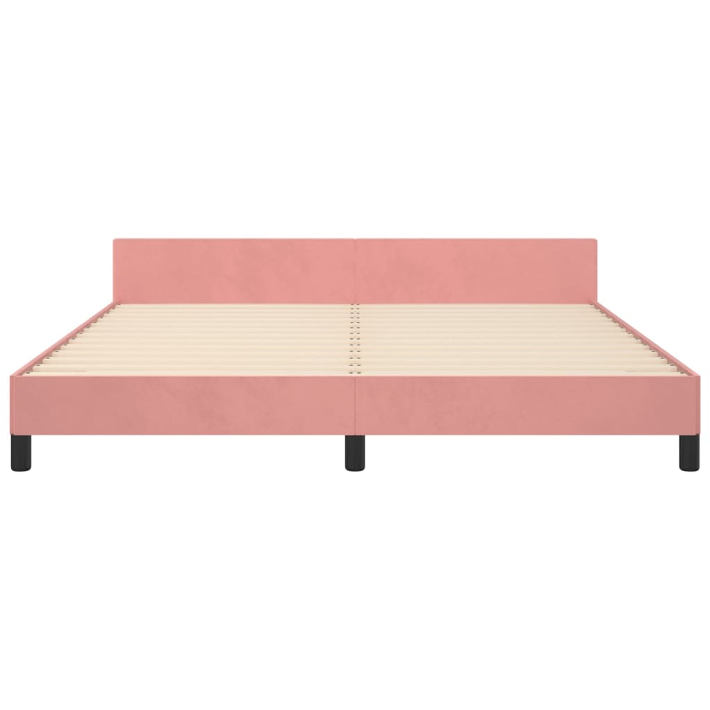 sengeramme med sengegavl 160x200 cm fløjl pink