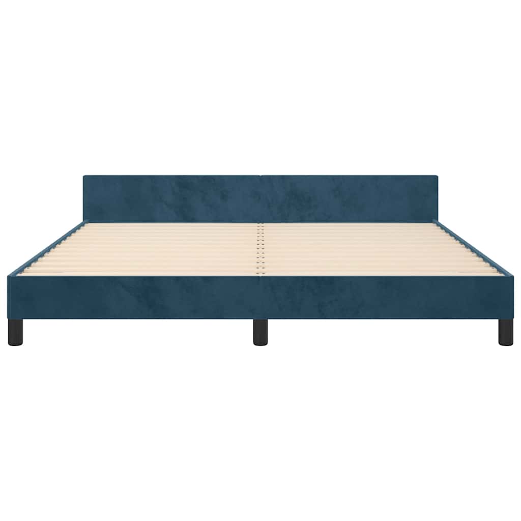 sengeramme med sengegavl 180x200 cm fløjl mørkeblå