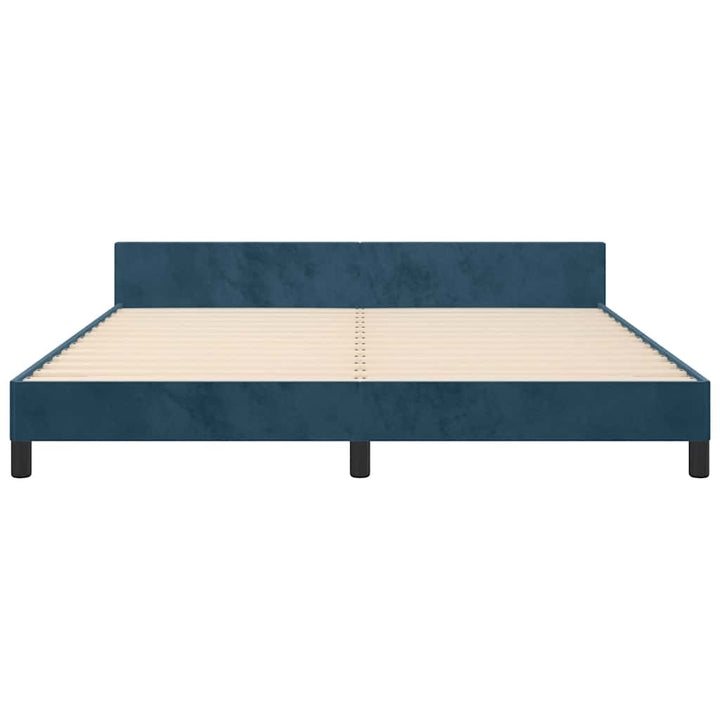 sengeramme med sengegavl 180x200 cm fløjl mørkeblå