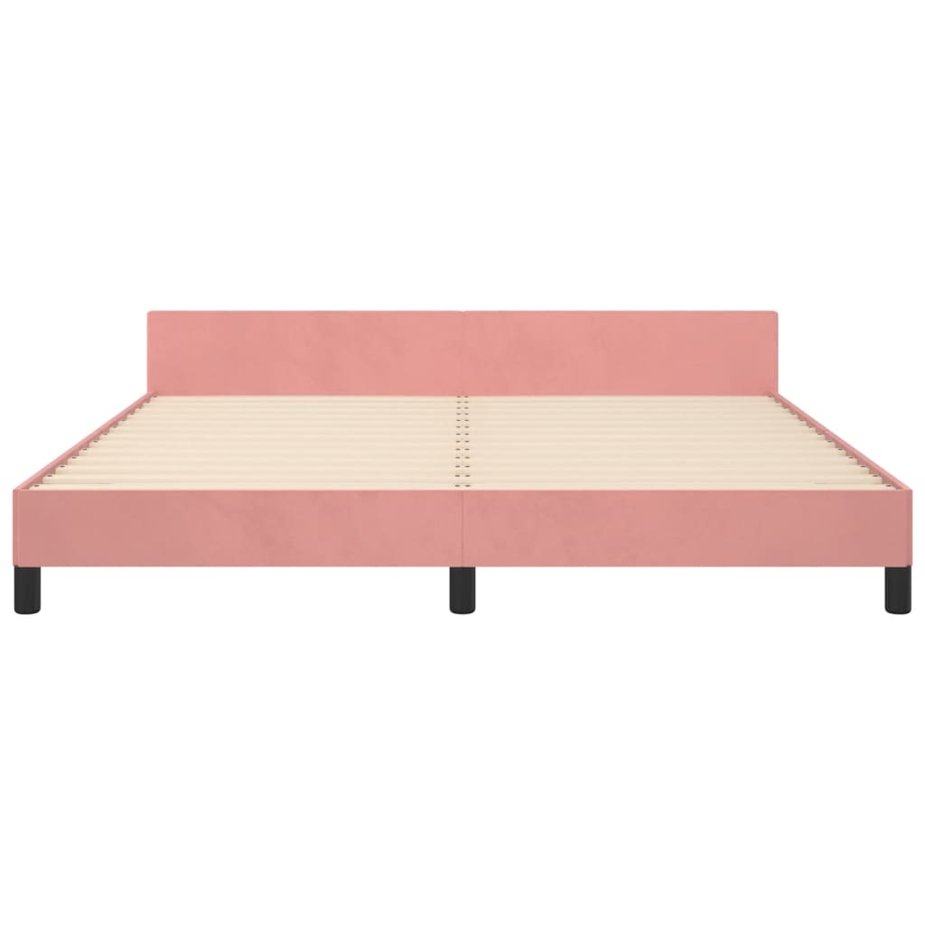 sengeramme med sengegavl 180x200 cm fløjl pink