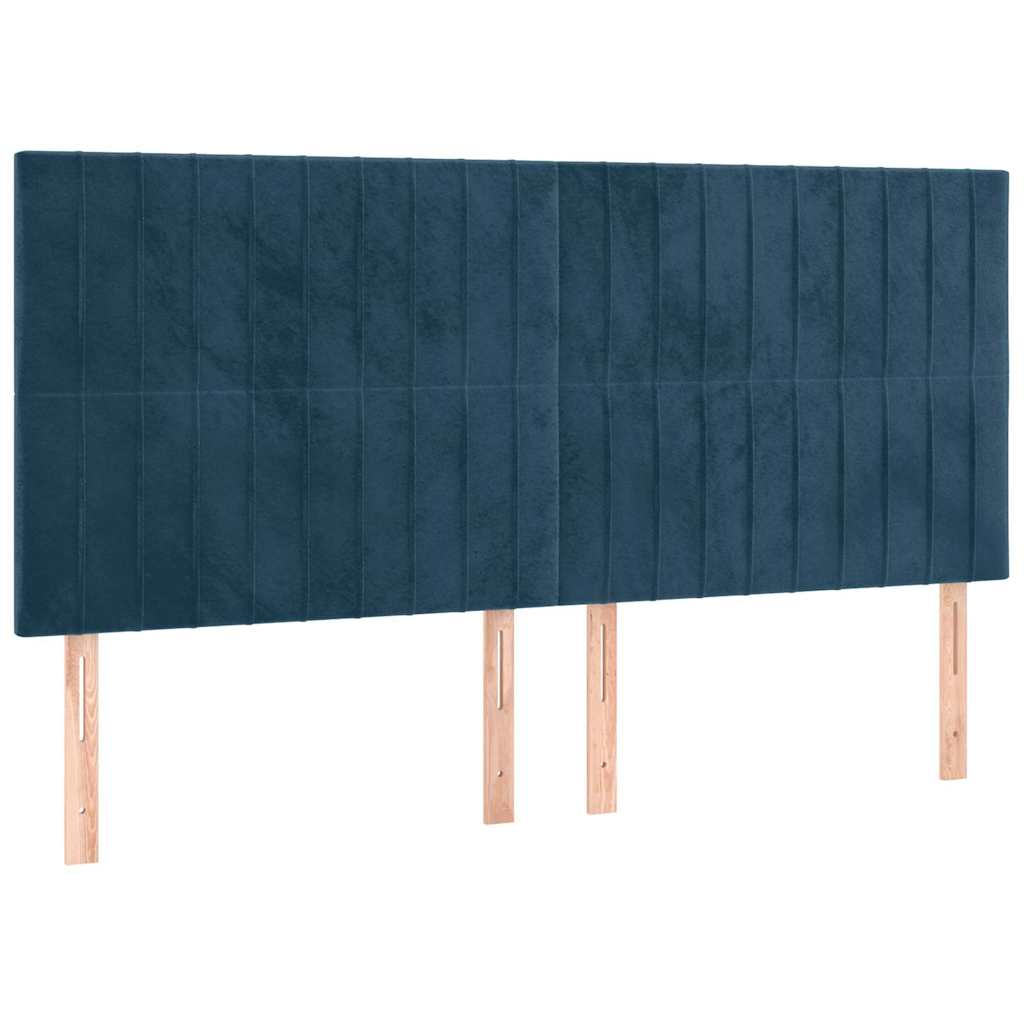 Sengeramme uden madras Mørkeblå 200x200 cm Fløjl