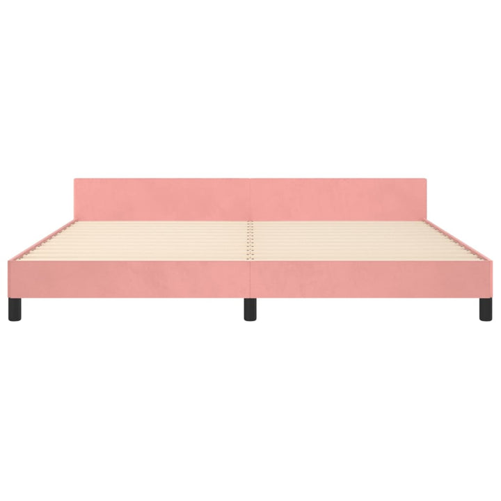 sengeramme med sengegavl 200x200 cm fløjl pink