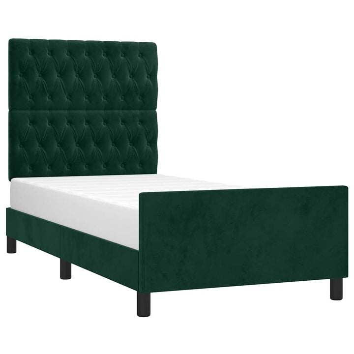 Sengeramme uden madras Mørkegrøn 90x200 cm Fløjl
