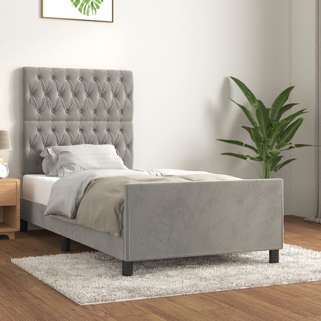Sengeramme uden madras Lysegrå 100x200 cm Fløjl
