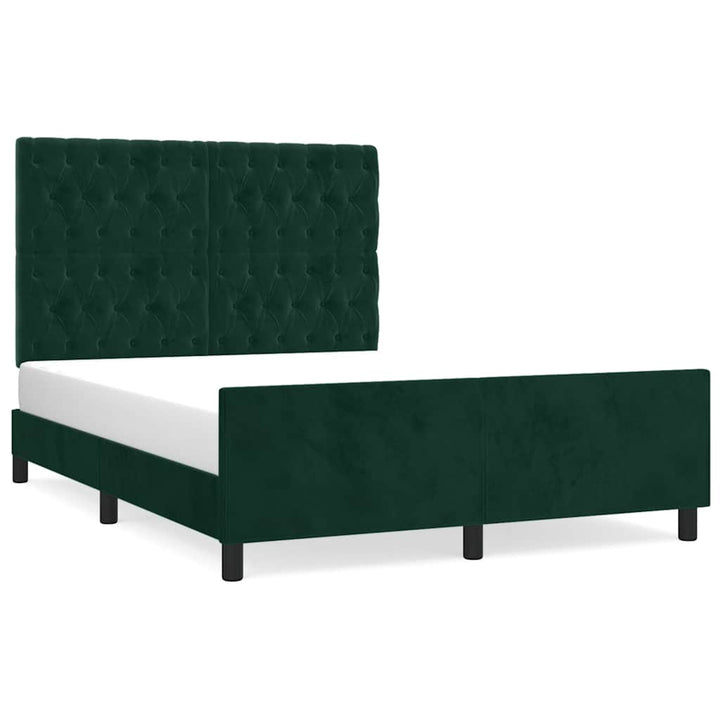 Sengeramme uden madras Mørkegrøn 140x190 cm Fløjl