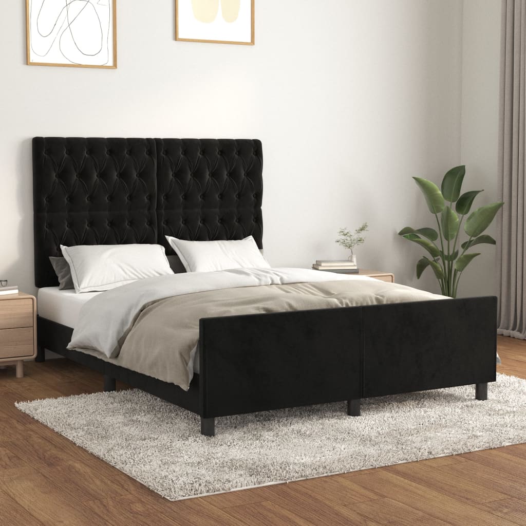 Sengeramme uden madras Sort 140x200 cm Fløjl
