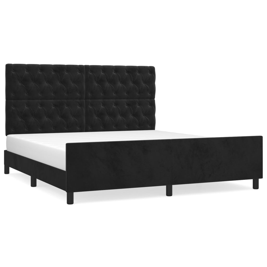 Sengeramme uden madras Sort 160x200 cm Fløjl