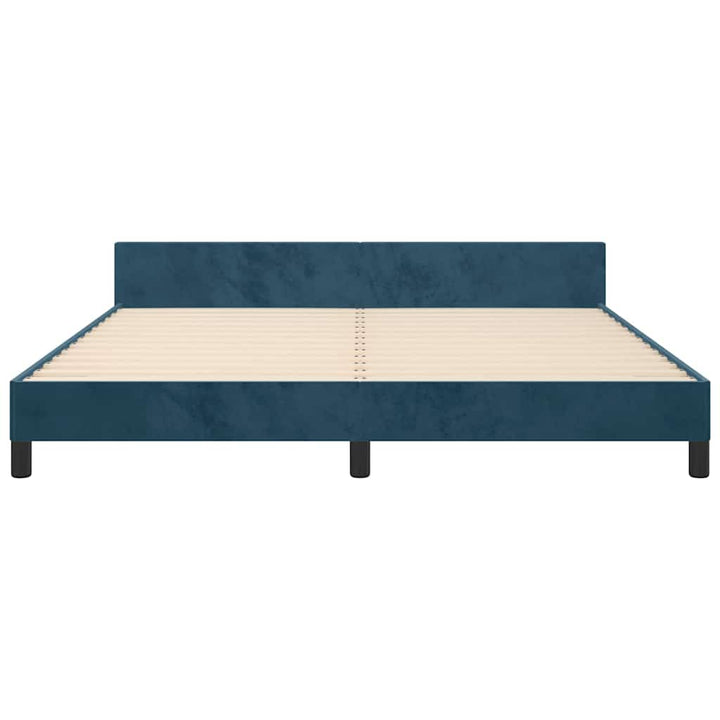 sengeramme med sengegavl 180x200 cm fløjl mørkeblå