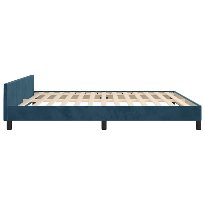 sengeramme med sengegavl 180x200 cm fløjl mørkeblå
