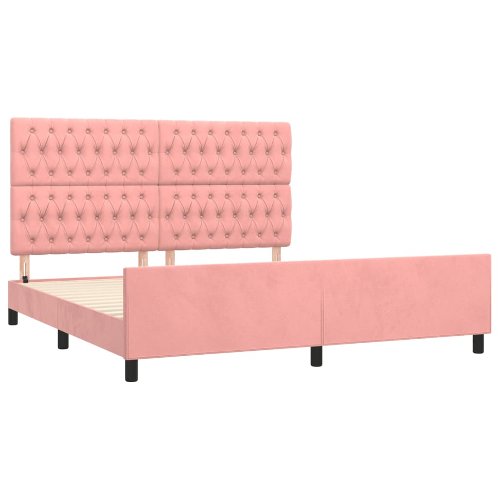 sengeramme med sengegavl 180x200 cm fløjl pink
