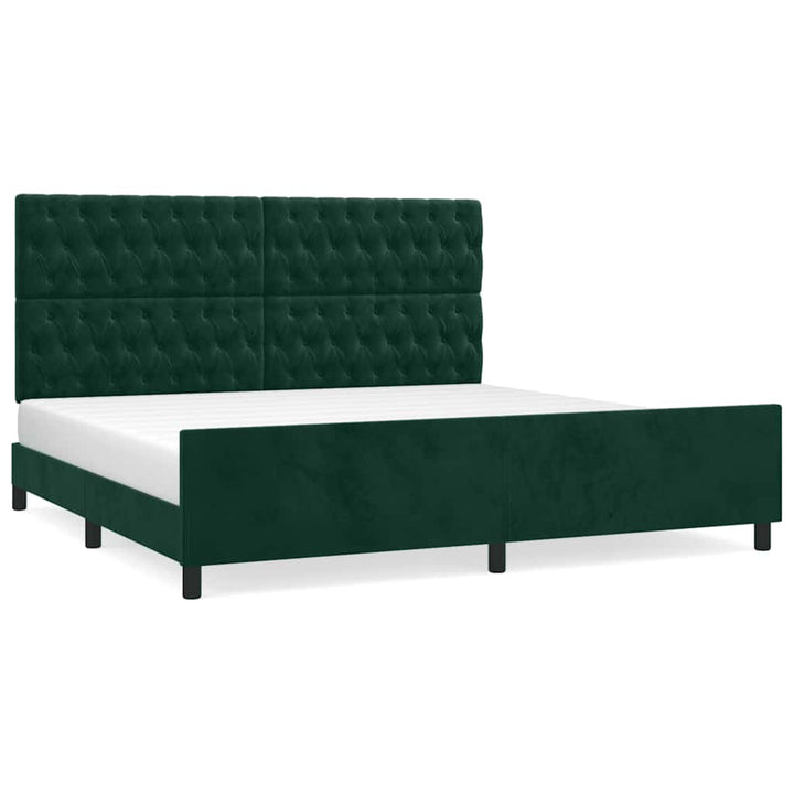 Sengeramme uden madras Mørkegrøn 200x200 cm Fløjl