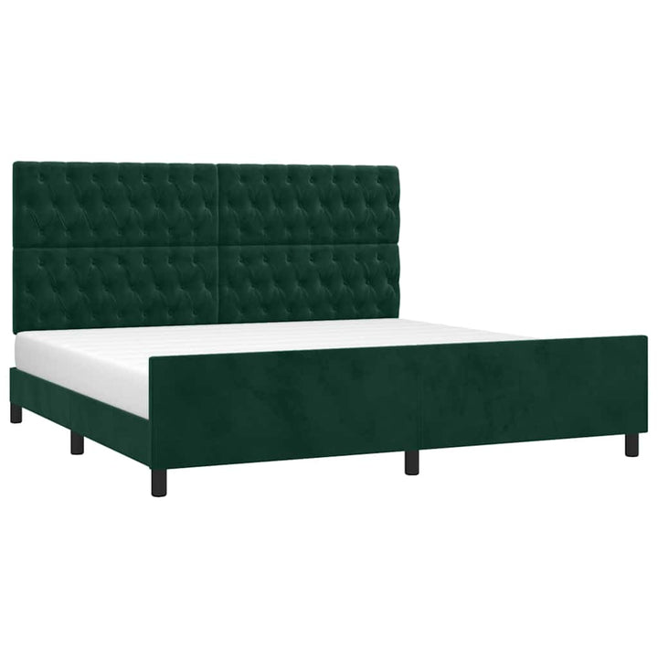 Sengeramme uden madras Mørkegrøn 200x200 cm Fløjl