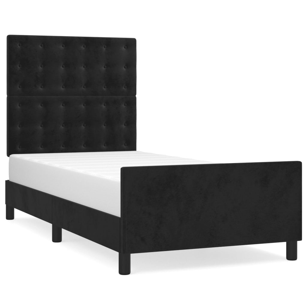 sengeramme med sengegavl 90x200 cm fløjl sort
