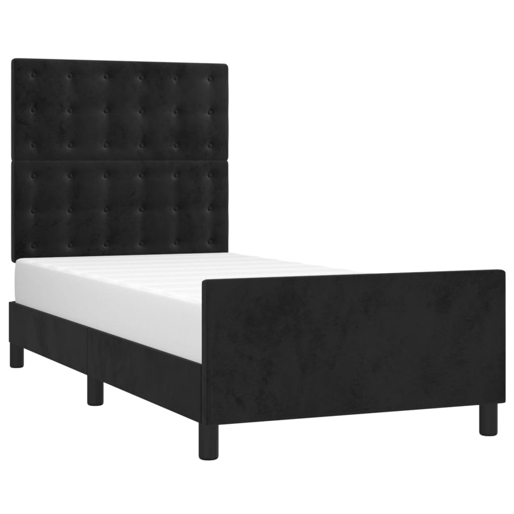 sengeramme med sengegavl 90x200 cm fløjl sort