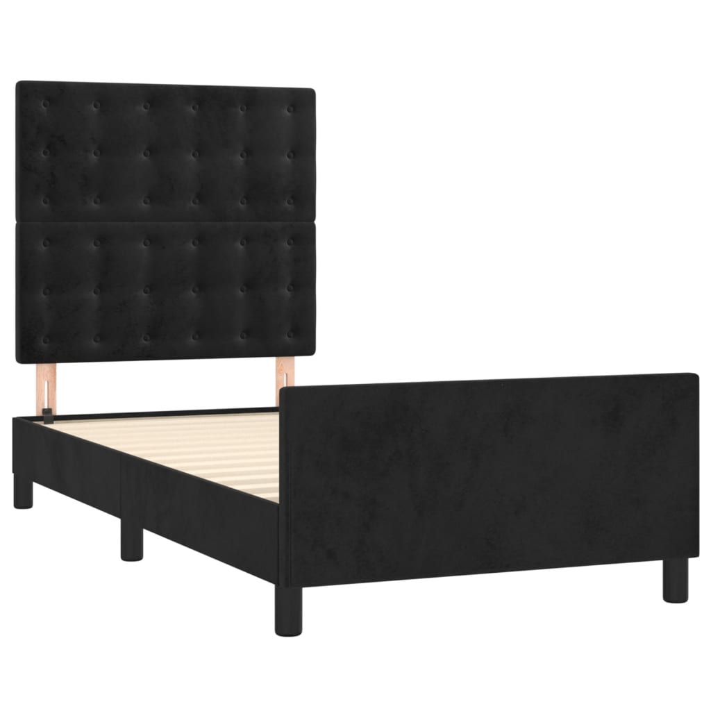 sengeramme med sengegavl 90x200 cm fløjl sort