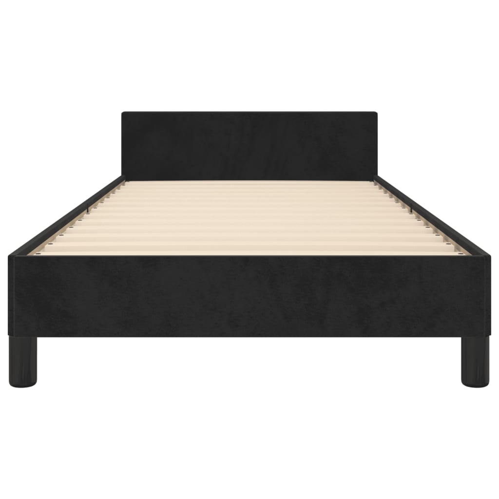 sengeramme med sengegavl 90x200 cm fløjl sort