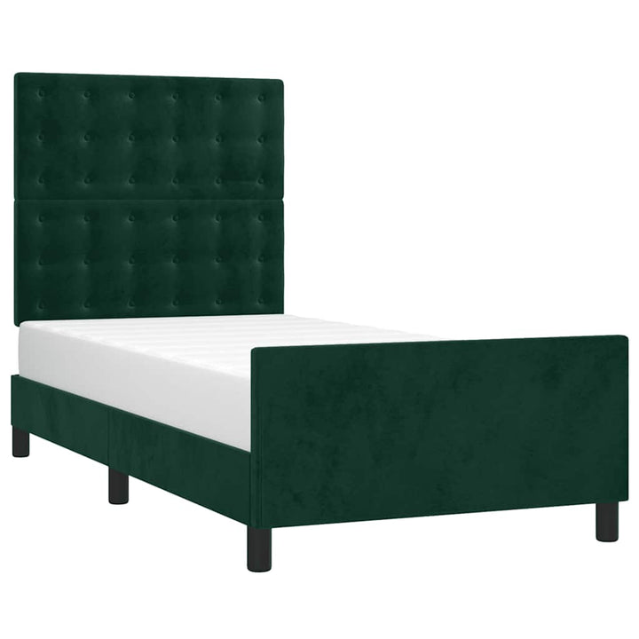 Sengeramme uden madras Mørkegrøn 90x200 cm Fløjl
