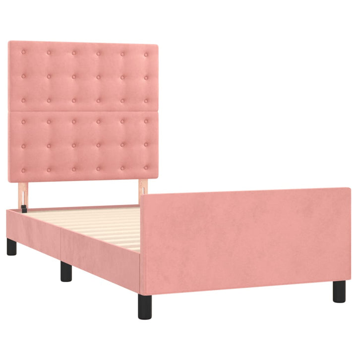 sengeramme med sengegavl 90x200 cm fløjl lyserød
