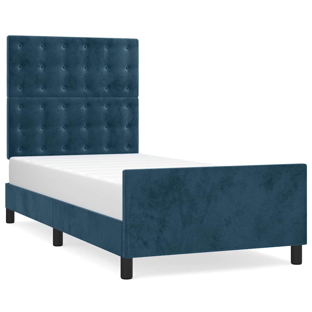 Sengeramme uden madras Mørkeblå 100x200 cm Fløjl