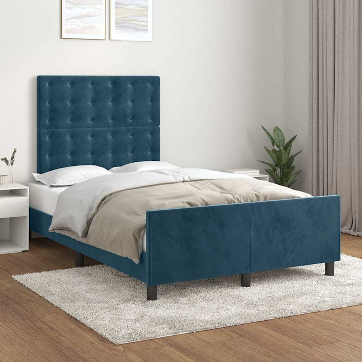 Sengeramme uden madras Mørkeblå 120x200 cm Fløjl