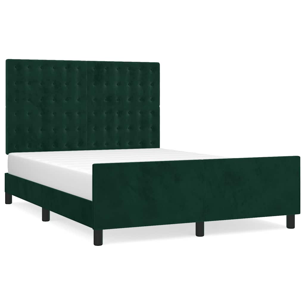 Sengeramme uden madras Mørkegrøn 140x190 cm Fløjl