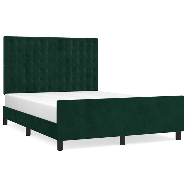 Sengeramme uden madras Mørkegrøn 140x190 cm Fløjl