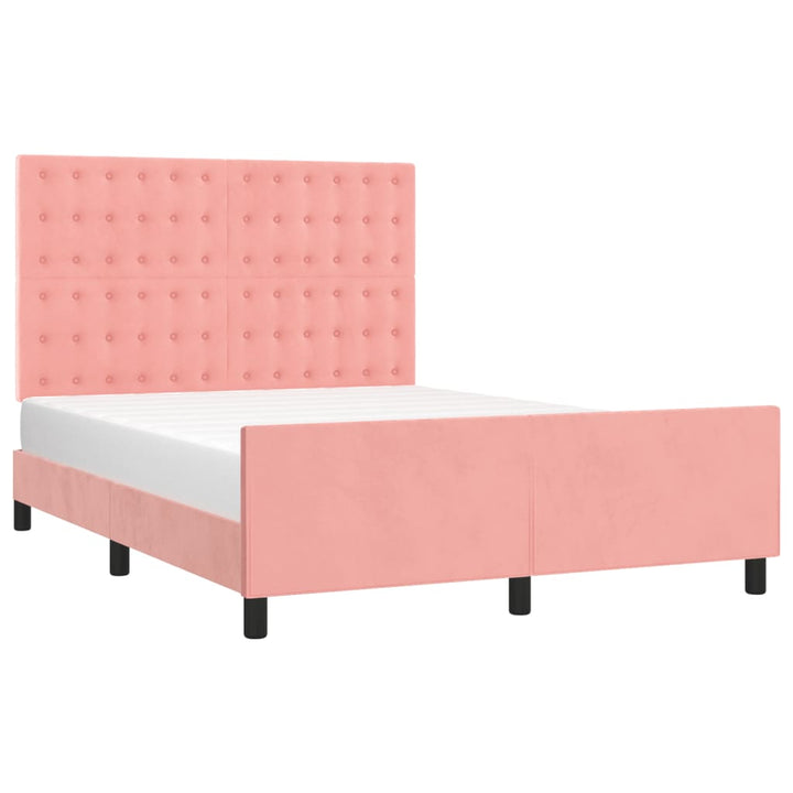 sengeramme med sengegavl 140x200 cm fløjl pink