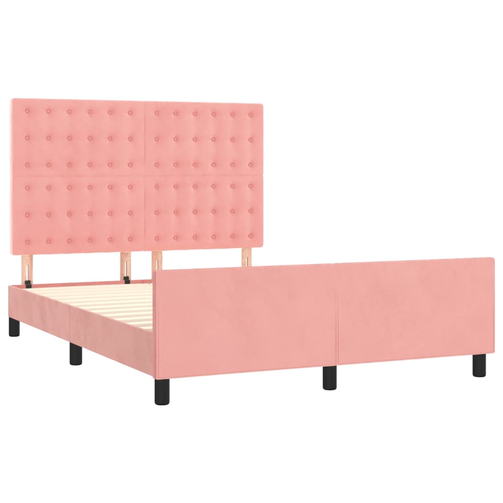 sengeramme med sengegavl 140x200 cm fløjl pink