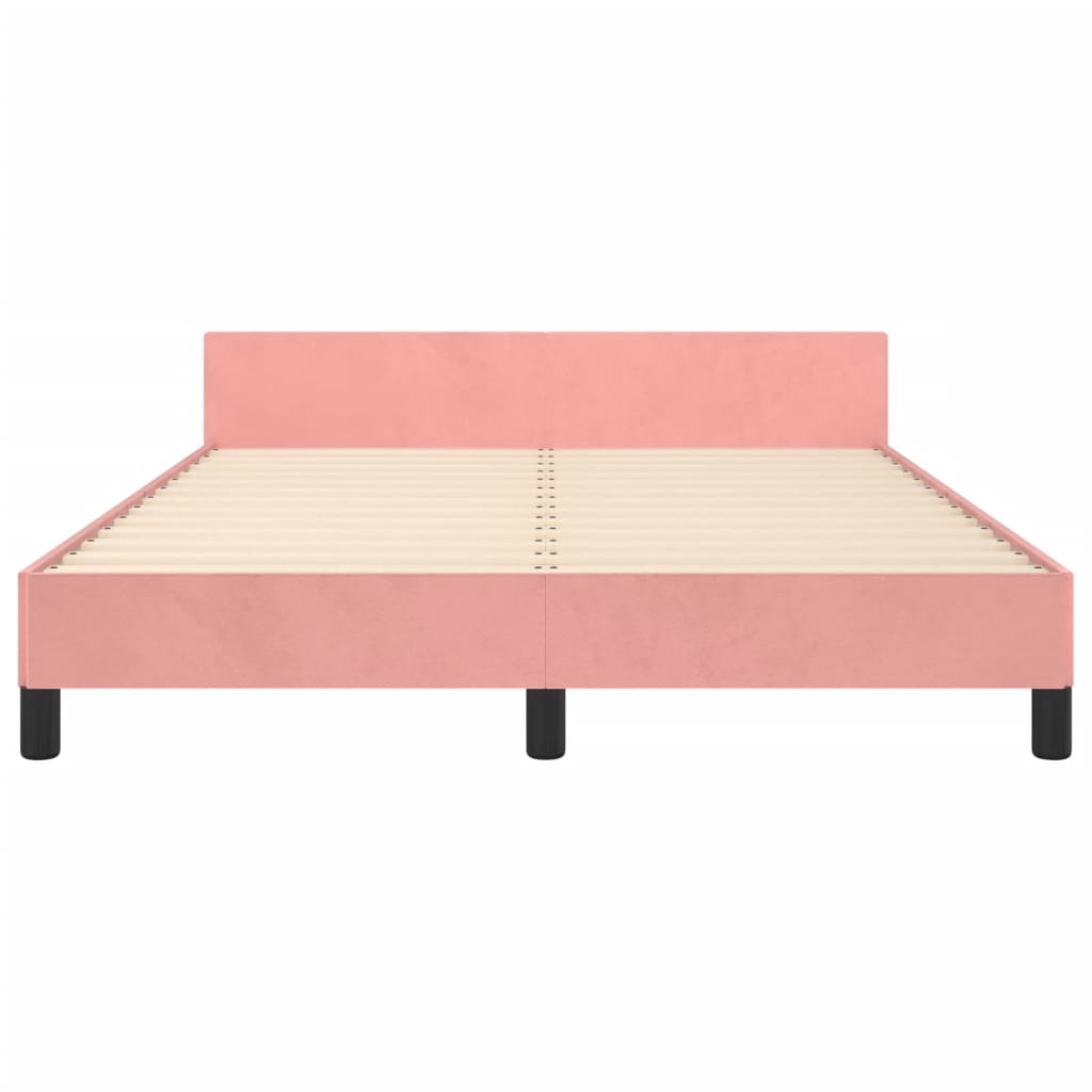 sengeramme med sengegavl 140x200 cm fløjl pink