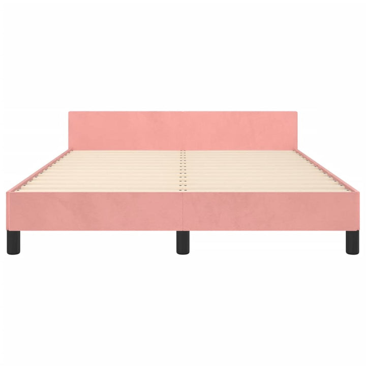 sengeramme med sengegavl 140x200 cm fløjl pink