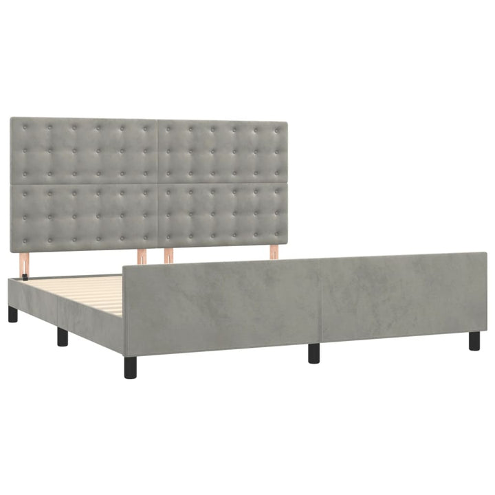 sengeramme med sengegavl 180x200 cm fløjl lysegrå