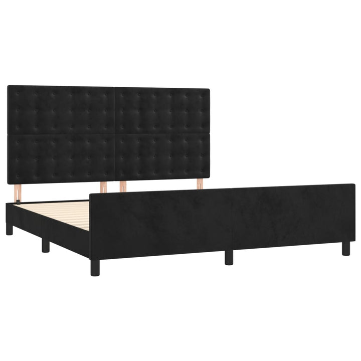 sengeramme med sengegavl 180x200 cm fløjl sort