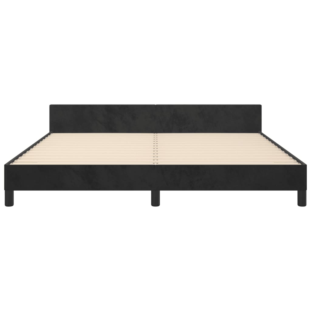 sengeramme med sengegavl 180x200 cm fløjl sort