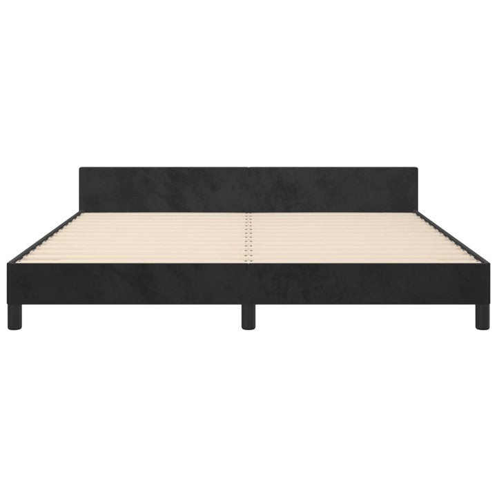 sengeramme med sengegavl 180x200 cm fløjl sort