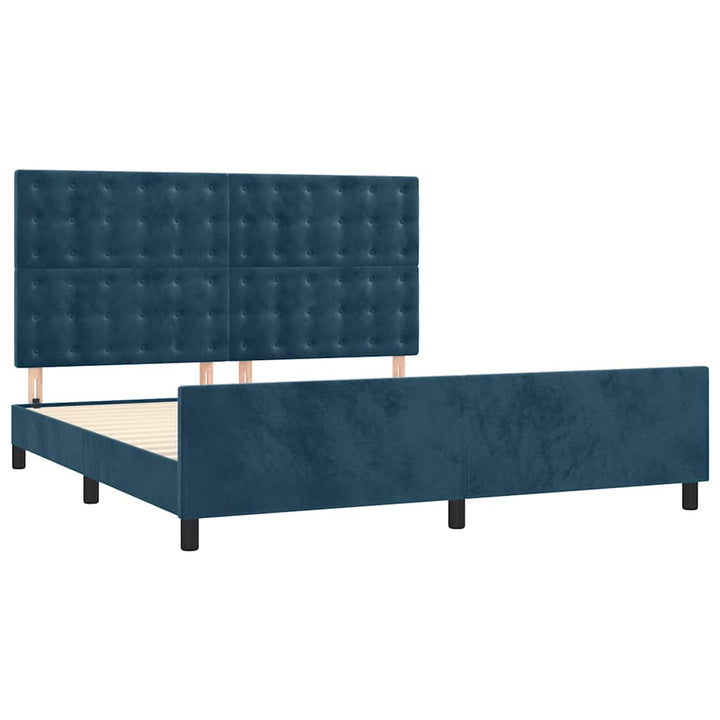 sengeramme med sengegavl 180x200 cm fløjl mørkeblå