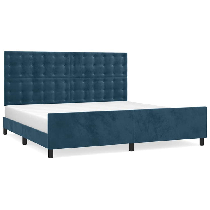 Sengeramme uden madras Mørkeblå 200x200 cm Fløjl