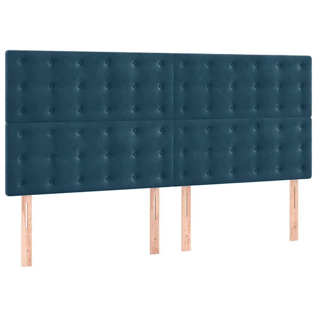 Sengeramme uden madras Mørkeblå 200x200 cm Fløjl